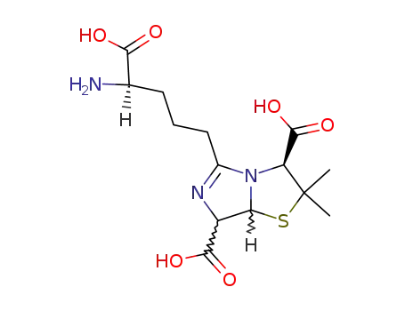 Molecular Structure of 106841-43-4 ((3<i>S</i>,7Ξ,7aΞ)-5-((<i>R</i>)-4-amino-4-carboxy-butyl)-2,2-dimethyl-2,3,7,7a-tetrahydro-imidazo[5,1-<i>b</i>]thiazole-3,7-dicarboxylic acid)