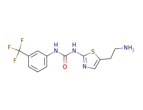 Molecular Structure of 875798-84-8 (Urea, N-[5-(2-aminoethyl)-2-thiazolyl]-N'-[3-(trifluoromethyl)phenyl]-)