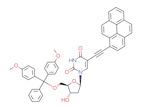 Molecular Structure of 297730-65-5 (5'-O-(4,4'-dimethoxytrityl)-5-(1-pyrenylethynyl)-2'-deoxyuridine)