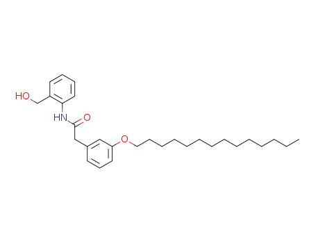 Molecular Structure of 138830-36-1 (Benzeneacetamide, N-[2-(hydroxymethyl)phenyl]-3-(tetradecyloxy)-)