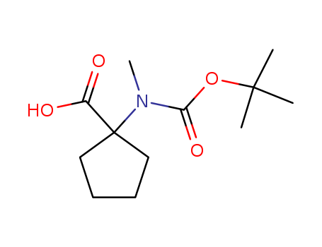 Molecular Structure of 146000-38-6 (Cyclopentanecarboxylic acid,
1-[[(1,1-dimethylethoxy)carbonyl]methylamino]-)