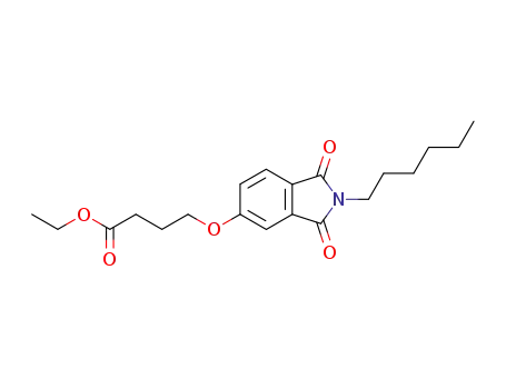 Molecular Structure of 109804-00-4 (4-(2-Hexyl-1,3-dioxo-2,3-dihydro-1H-isoindol-5-yloxy)-butyric acid ethyl ester)