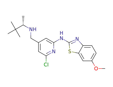 Molecular Structure of 1365839-43-5 (N-[6-chloro-4-({[(1S)-1,2,2-trimethylpropyl]amino}methyl)-2-pyridinyl]-6-(methoxy)-1,3-benzothiazol-2-amine)
