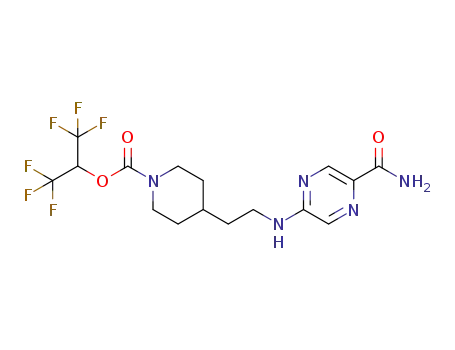 2,2,2-trifluoro-1-(trifluoromethyl)ethyl 4-[2-(5-carbamoylpyrazin-2-ylamino)ethyl]piperidine-1-carboxylate