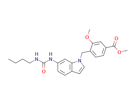Molecular Structure of 104446-81-3 (methyl 4-<<6-(N-butylureido)indol-1-yl>methyl>-3-methoxybenzoate)