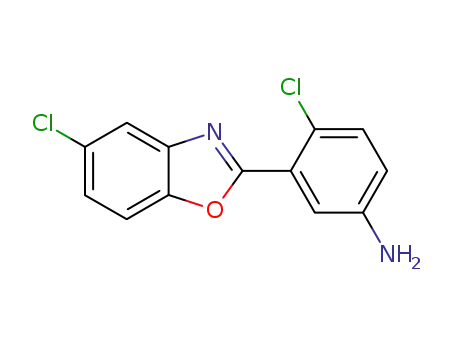Molecular Structure of 293737-70-9 (Benzenamine, 4-chloro-3-(5-chloro-2-benzoxazolyl)-)