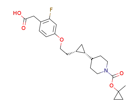 Molecular Structure of 1402555-12-7 ((2-fluoro-4-{2-[(1S,2R)-2-( 1-{[(1-methylcyclopropyl)oxy]carbonyl} piperidin-4-yI)cyclopropyl]ethoxy}phenyl)acetic acid)