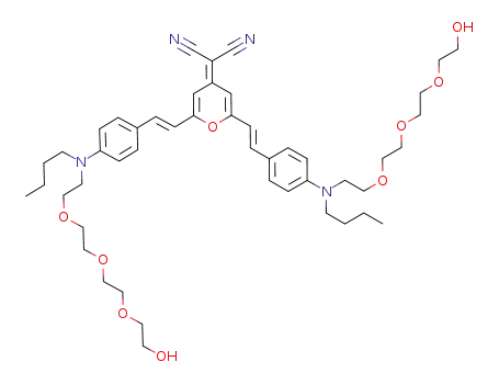 Molecular Structure of 791074-93-6 (E,E-4-dicyanomethylene-2,6-bis-p-N,N'-n-butyl-N,N'-(2-(2-(2-(2-hydroxyethoxy)ethoxy)ethoxy)ethyl)-aminostyrylpyran)