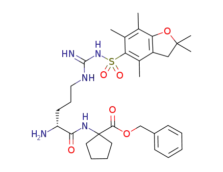 benzyl 1-(((3R)-3-amino-1-aza-6-[(2,3-dihydro-2,2,4,6,7-pentamethyl-2H-1-benzofuran-5-yl)sulfonyl]guanidino)-2-oxohexan-1-yl)cyclopentanecarboxylate