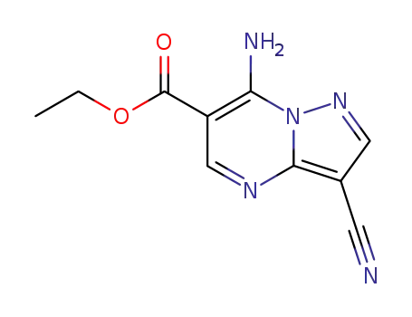 Molecular Structure of 64689-81-2 (ETHYL 7-AMINO-3-CYANOPYRAZOLO[1,5-A]PYRIMIDINE-6-CARBOXYLATE)