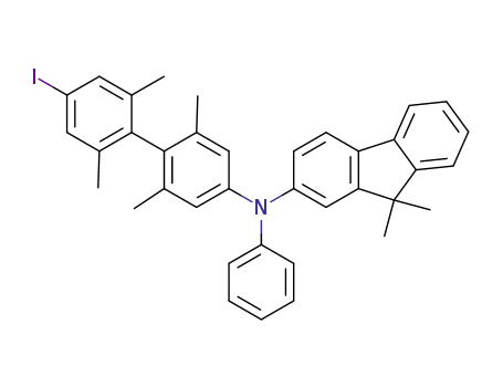 Molecular Structure of 1581255-25-5 (N-(4′-iodo-2,2′,6,6′-tetramethyl-[1,1′-biphenyl]-4-yl)-9,9-dimethyl-N-phenyl-9H-fluoren-3-amine)