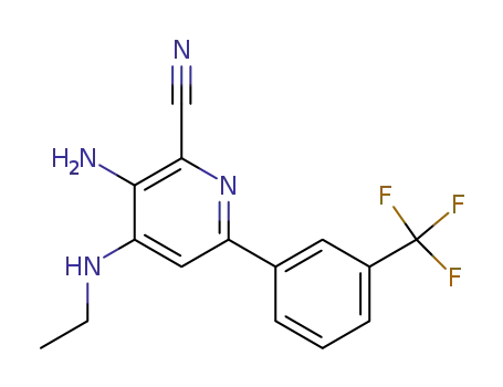 Molecular Structure of 944388-89-0 (3-Amino-4-ethylamino-6-(3-trifluoromethyl-phenyl)-pyridine-2-carbonitrile)