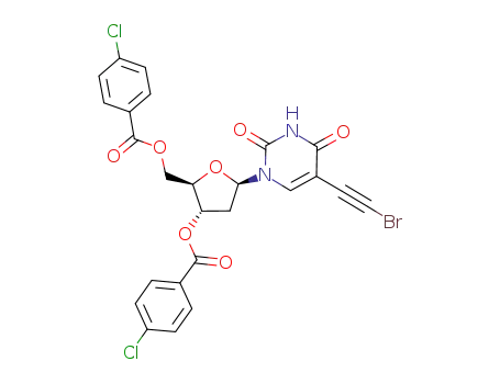 Molecular Structure of 158226-23-4 (β-5-(bromoethynyl)-1-<2-'deoxy-3',5'-di-O-(p-chlorobenzoyl)>-uridine)