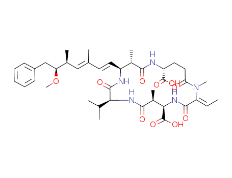 Cyclo[(3S)-3-methyl-D-b-aspartyl-L-valyl-(2S,3S,4E,6E,8S,9S)-3-amino-9-methoxy-2,6,8-trimethyl-10-phenyl-4,6-decadienoyl-D-g-glutamyl-(2Z)-2-(methylamino)-2-butenoyl]