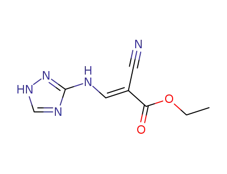 Molecular Structure of 92672-33-8 (2-cyano-3-(1<i>H</i>-[1,2,4]triazol-3-ylamino)-acrylic acid ethyl ester)