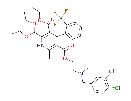 2-Diethoxymethyl-6-methyl-4-(2-trifluoromethyl-phenyl)-1,4-dihydro-pyridine-3,5-dicarboxylic acid 5-{2-[(3,4-dichloro-benzyl)-methyl-amino]-ethyl} ester 3-ethyl ester