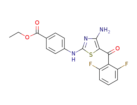 Molecular Structure of 486413-80-3 (Benzoicacid, 4-[[4-amino-5-(2,6-difluorobenzoyl)-2-thiazolyl]amino]-, ethyl ester)