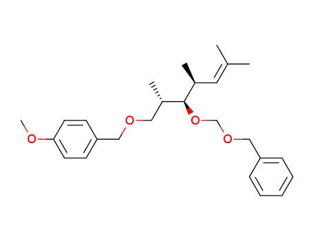 Molecular Structure of 633293-82-0 (Benzene,
1-methoxy-4-[[[(2S,3R,4S)-2,4,6-trimethyl-3-[(phenylmethoxy)methoxy]-
5-heptenyl]oxy]methyl]-)