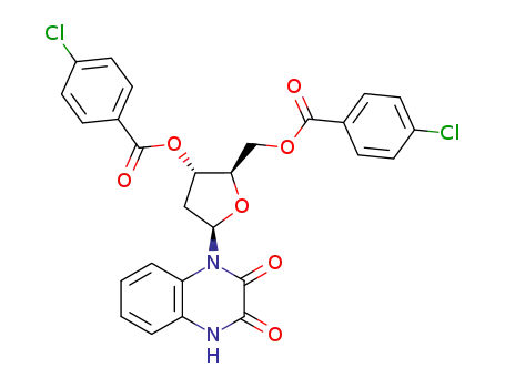 Molecular Structure of 111733-82-5 (1-(2'-Desoxy-3',5'-di-O-(p-chlorbenzoyl)-β-D-ribofuranosyl)-2,3-(1H,4H)-chinoxalindion)