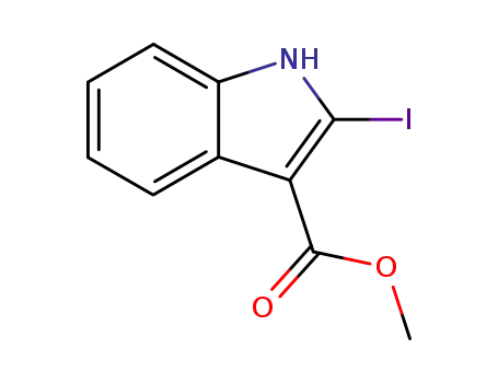 Molecular Structure of 482370-82-1 (1H-Indole-3-carboxylic acid, 2-iodo-, methyl ester)