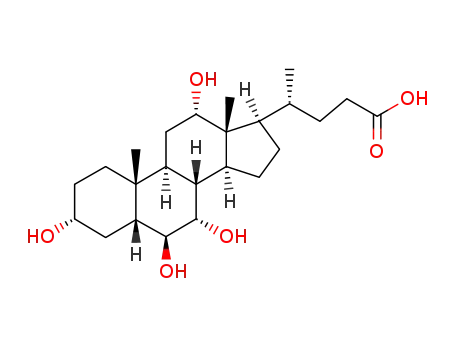 Molecular Structure of 80875-93-0 ((3a,5b,6b,7a,12a)-3,6,7,12-tetrahydroxy-Cholan-24-oic acid)