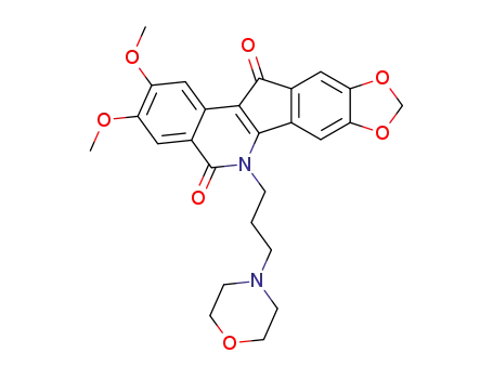 Molecular Structure of 915303-09-2 (2,3-dimethoxy-6-(3-morpholinopropyl)-5H-[1,3]dioxolo[4′,5′:5,6]indeno[1,2-c]isoquinoline-5,12(6H)-dione)