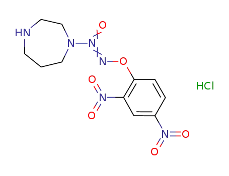 Molecular Structure of 1163704-89-9 (O<sub>2</sub>-(2,4-dinitrophenyl) 1-[4-homopiperazin-1-yl]diazen-1-ium-1,2-diolate hydrochloride)