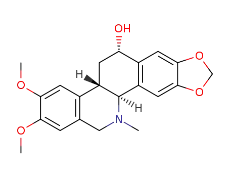 Molecular Structure of 64036-02-8 (2,3-dimethoxy-12-methyl-(4b<i>r</i>,11b<i>t</i>)-4b,5,6,11b,12,13-hexahydro-[1,3]dioxolo[4',5':4,5]benzo[1,2-<i>c</i>]phenanthridin-6<i>t</i>-ol)