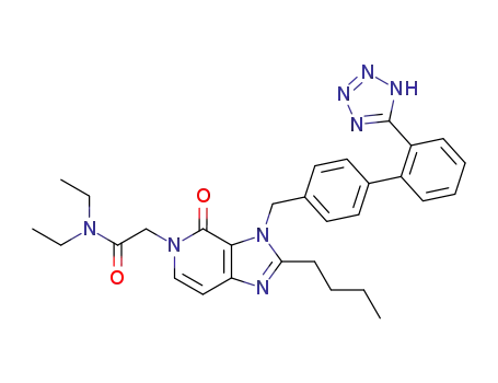 Molecular Structure of 156222-09-2 (2-butyl-4-oxo-4,5-dihydro-3-((2'-(1H-tetrazol-5-yl)-4-biphenylyl)methyl)-3H-imidazo(4,5-c)pyridine-5-(N,N-diethylacetamide))