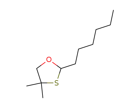 Molecular Structure of 74195-16-7 (1,3-Oxathiolane, 2-hexyl-4,4-dimethyl-)