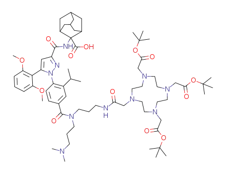 Molecular Structure of 1613265-65-8 (2-{[1-{4-[(3-DOTA(tBu)<sub>3</sub>-aminopropyl)-(3-dimethylaminopropyl)carbamoyl]-2-isopropylphenyl}-5(2,6-dimethoxyphenyl)-1H-pyrazole-3-carbonyl]amino}adamantane-2-carboxylic acid)