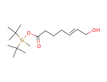 Molecular Structure of 105867-08-1 (5-Heptenoic acid, 7-hydroxy-, bis(1,1-dimethylethyl)methylsilyl ester,
(Z)-)