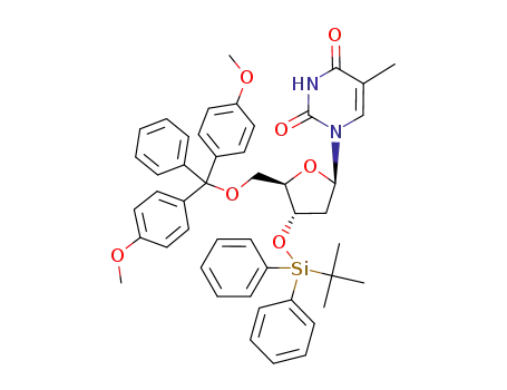 Molecular Structure of 289681-49-8 (1-[(2R,4S,5R)-5-{[bis(4-methoxyphenyl)(phenyl)methoxy]methyl}-4-{[(1,1-dimethylethyl)diphenylsilyl]oxy}tetrahydrofuran-2-yl]-5-methylpyrimidine-2,4(1H,3H)-dione)