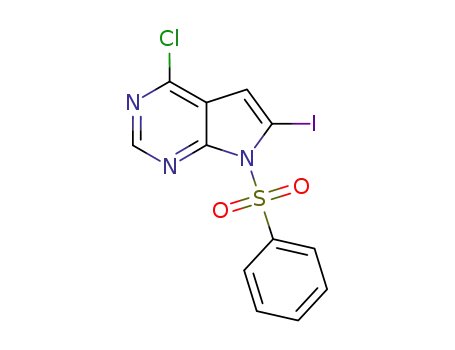 Molecular Structure of 876343-09-8 (4-Chloro-6-iodo-7-phenylsulfonyl-7H-pyrrolo[2,3-d]pyrimidine)