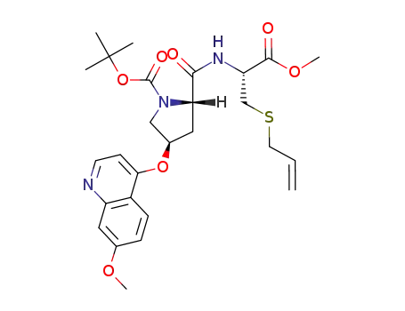 Molecular Structure of 770742-57-9 ((2S,4R)-2-((R)-2-Allylsulfanyl-1-methoxycarbonyl-ethylcarbamoyl)-4-(7-methoxy-quinolin-4-yloxy)-pyrrolidine-1-carboxylic acid tert-butyl ester)