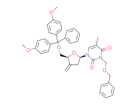 2,4(1H,3H)-Pyrimidinedione,
1-[(2R,5S)-5-[[bis(4-methoxyphenyl)phenylmethoxy]methyl]tetrahydro-4-
methylene-2-furanyl]-5-methyl-3-[(phenylmethoxy)methyl]-