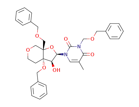 1-((2R,3S,3aS,7aR)-3a-Benzyloxy-7a-benzyloxymethyl-3-hydroxy-hexahydro-furo[2,3-c]pyran-2-yl)-3-benzyloxymethyl-5-methyl-1H-pyrimidine-2,4-dione