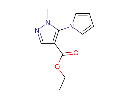 Molecular Structure of 175137-01-6 (ETHYL 1-METHYL-5-(1H-PYRROL-1-YL)-1H-PYRAZOLE-4-CARBOXYLATE)