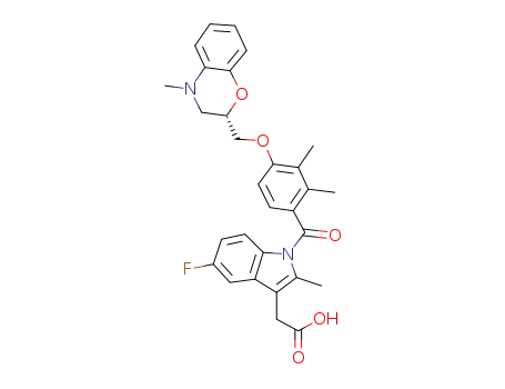 Molecular Structure of 502606-72-6 ([1-(2,3-dimethyl-4-{[(2S)-4-methyl-3,4-dihydro-2H-1,4-benzoxazin-2-yl]methoxy}benzoyl)-5-fluoro-2-methyl-1H-indol-3-yl]acetic acid)