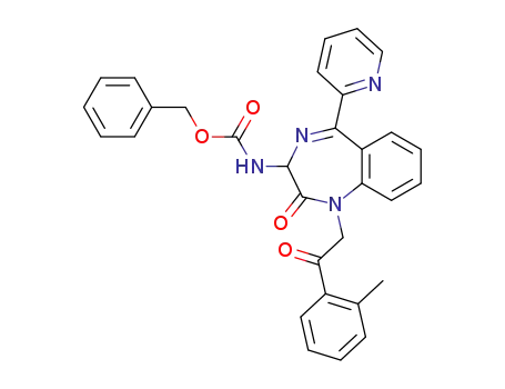 Molecular Structure of 154064-10-5 ([2-Oxo-1-(2-oxo-2-o-tolyl-ethyl)-5-pyridin-2-yl-2,3-dihydro-1H-benzo[e][1,4]diazepin-3-yl]-carbamic acid benzyl ester)
