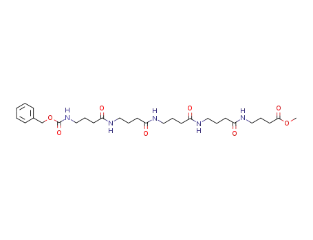 Molecular Structure of 103321-38-6 (2,7,12,17,22-Pentaazahexacosanedioic acid, 6,11,16,21-tetraoxo-,
26-methyl 1-(phenylmethyl) ester)