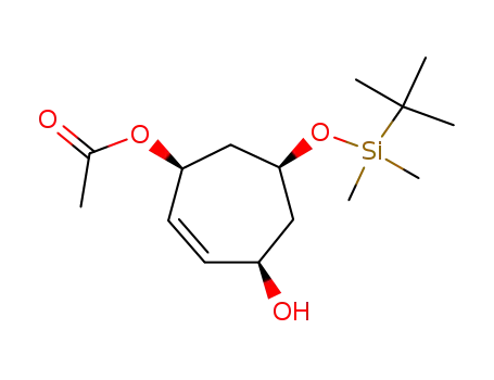 Molecular Structure of 134734-52-4 (2-Cycloheptene-1,4-diol, 6-[[(1,1-dimethylethyl)dimethylsilyl]oxy]-,
monoacetate, (1S,4R,6S)-)