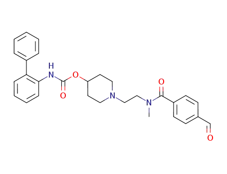Molecular Structure of 864760-28-1 (biphenyl-2-yl-carbamic acid 1-{2-[(4-formylbenzoyl)methylamino]ethyl}piperidin-4-yl ester)