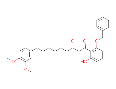 Molecular Structure of 133839-69-7 (1-(2-Benzyloxy-6-hydroxyphenyl)-3-hydroxy-9-(3,4-dimethoxyphenyl)nonan-1-one)