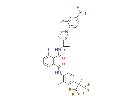 3-iodo-N<SUP>1</SUP>-(2-methyl-4-(perfluoropropan-2-yl)phenyl)-N<SUP>2</SUP>-(2-(1-(2-bromo-4-(trifluoromethyl)phenyl)-1H-1,2,3-triazol-4-yl)propan-2-yl)phthalamide