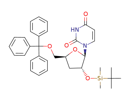 Molecular Structure of 130860-12-7 (2'-O-(TERT-BUTYLDIMETHYLSILYL)-3'-DEOXY-5'-O-TRITYLURIDINE)