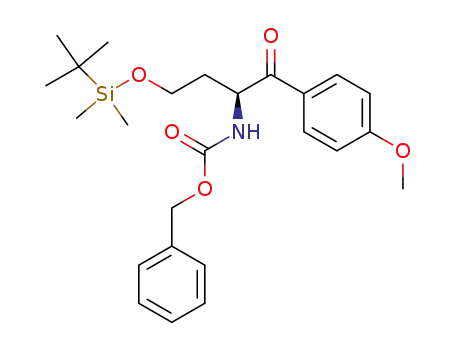 Molecular Structure of 1025970-92-6 ([(S)-3-(tert-Butyl-dimethyl-silanyloxy)-1-(4-methoxy-benzoyl)-propyl]-carbamic acid benzyl ester)