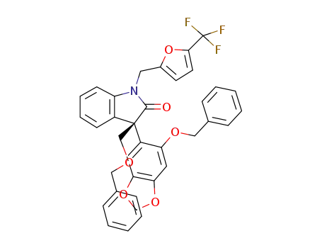 (3S)-3-[6-(benzyloxy)-1,3-benzodioxol-5-yl]-3-[(benzyloxy)methyl]-1-{[5-(trifluoromethyl)furan-2-yl]methyl}-1,3-dihydro-2H-indol-2-one