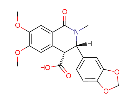 Molecular Structure of 64036-07-3 ((4S)-3-(1,3-benzodioxol-5-yl)-6,7-dimethoxy-2-methyl-1-oxo-1,2,3,4-tetrahydroisoquinoline-4-carboxylic acid)