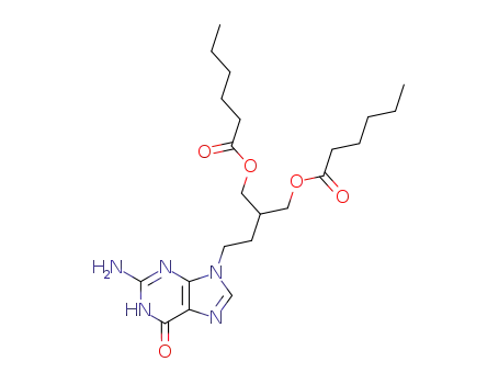 4-(2-amino-6-oxo-3,6-dihydro-9H-purin-9-yl)-2-[(hexanoyloxy)methyl]butyl hexanoate